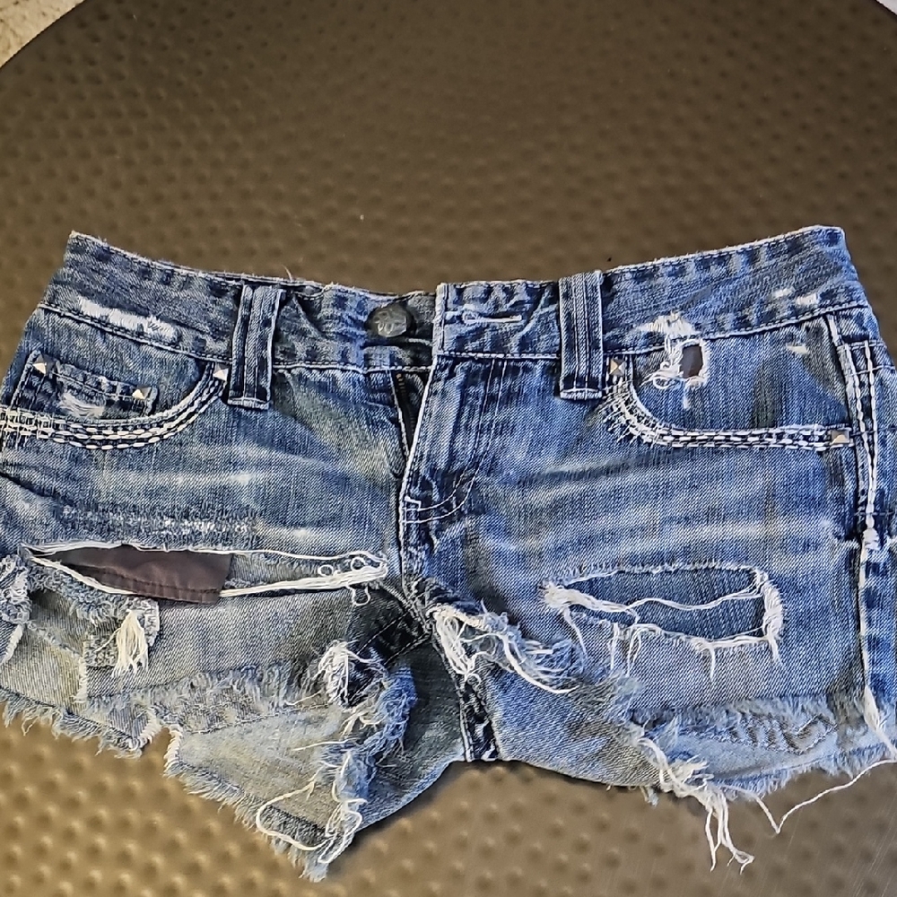 Distressed Blue Denim Shorts